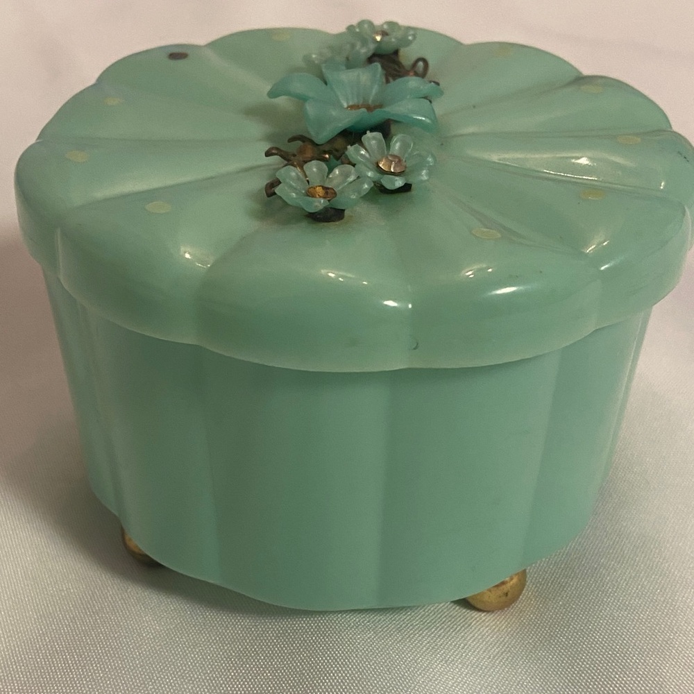 Vintage Mint Green Menda Co. Powerder/ Puff container - Picture 5 of 12